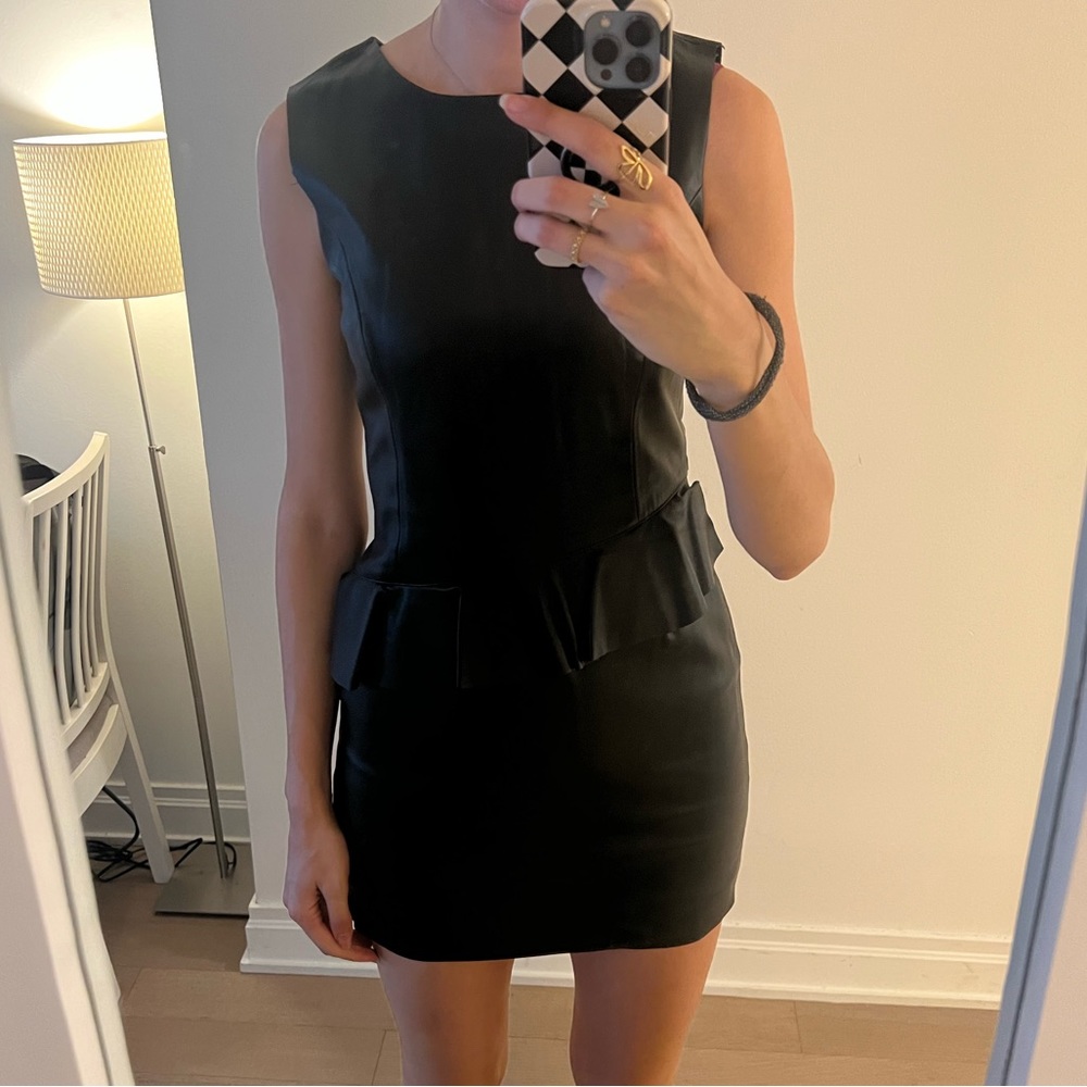 Zara || Faux Leather Dress with Frill size M